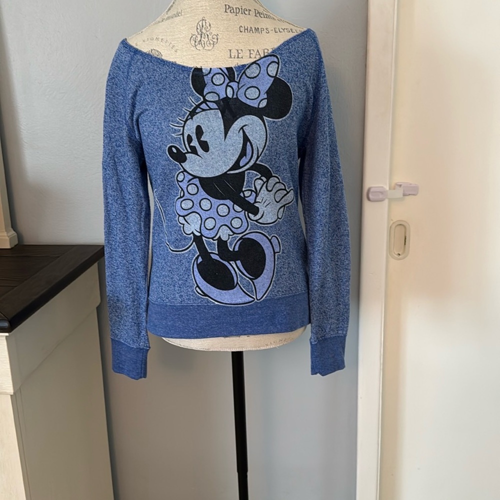 Disney Parks Minnie Mouse Sweatshirt Blue Medium
